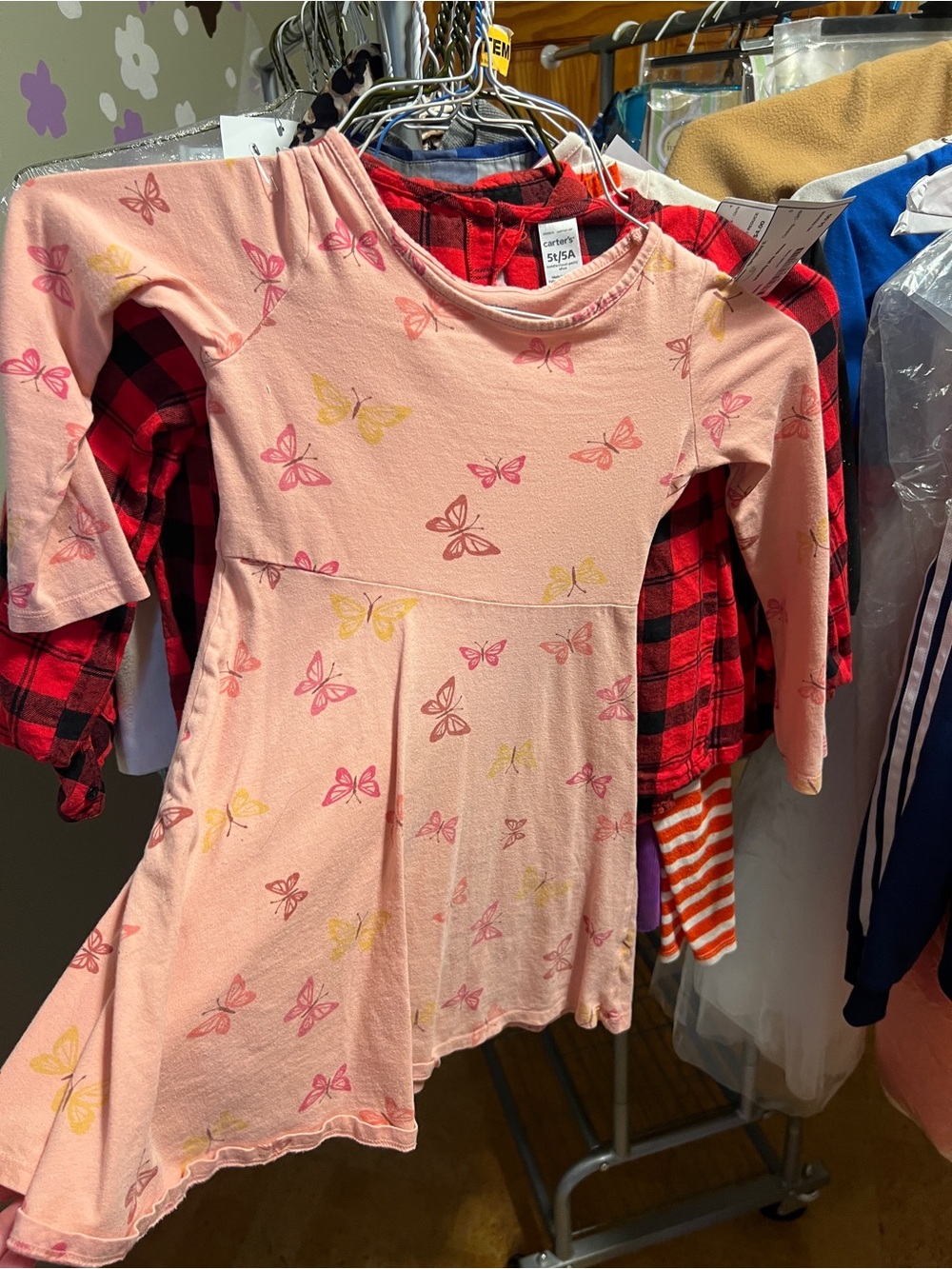 jumping beans Pink Butterfly Print Long-Sleeve Twirl Dress